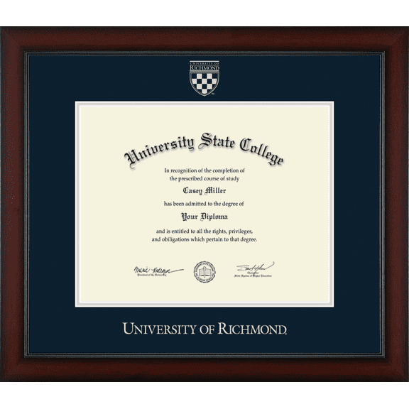University of Richmond Diploma Frame, Document Size 14.5" x 11.5"