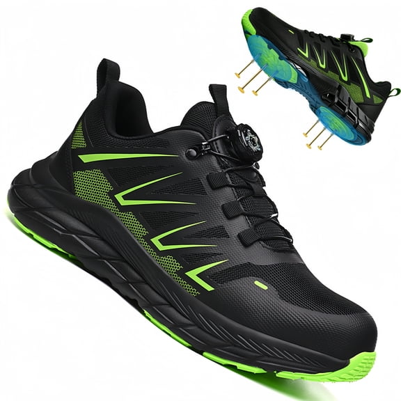 XQJ Lightweight Steel Toe Work Shoes for Men & Women, Comfortable Breathable Safety Sneakers for Industrial & Construction Use Black-Size 6.5