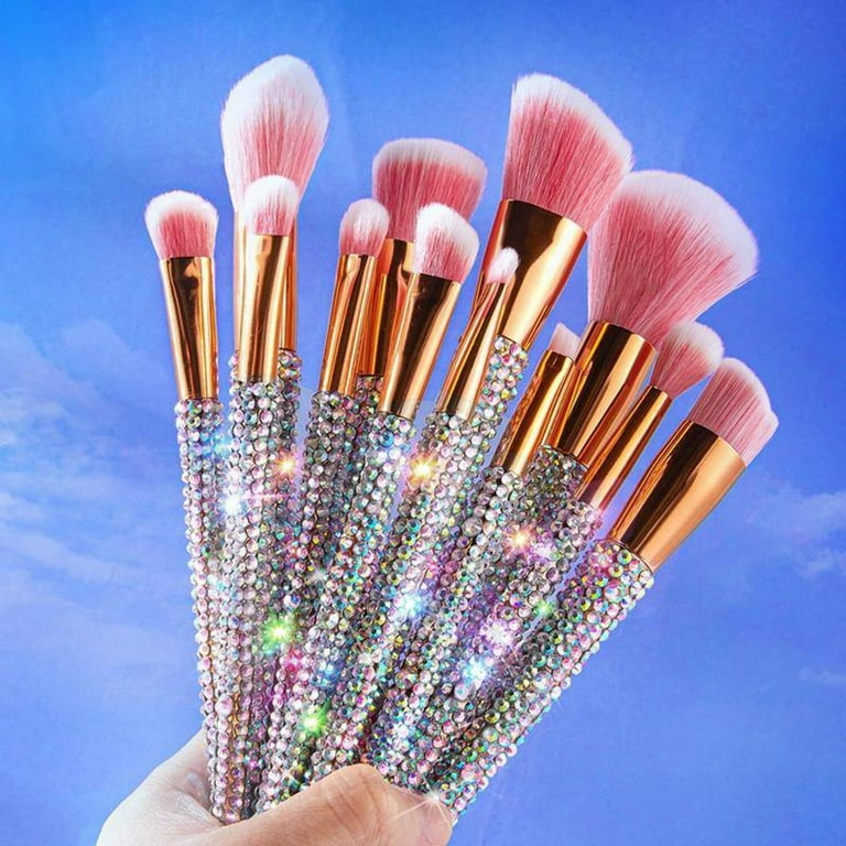 12 Piece Bling Rhinestone Makeup Brushes - Walmart.com