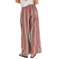 thumbnail image 2 of Women'S Striped Pants High Waist Wide Leg Cotton and Linen Fashion Beach Elastic Waist Casual Flowing Pants Pink M, 2 of 5