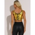 thumbnail image 4 of DARING DIVA Women's Metallic Sequin Scoop Neck Cropped Tank Top L Gold, 4 of 6
