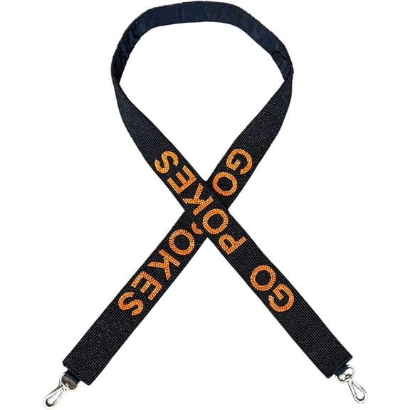 Beaded Purse Strap Oklahoma Black and Orange State Cowboy Hats College Game Day Clear Handbag Replacement Strap Stadium Football University 49 Gold Hardware Clips