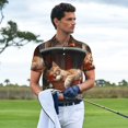 thumbnail image 3 of Sikiie Cat Asleep Among Flowers Print Men's Short-sleeved POLO Shirts, Button-down Shirts and T-shirts are Suitable for Vacation, Leisure and Business-X-Large, 3 of 6