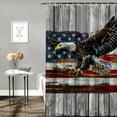 thumbnail image 2 of Fenyluxe American Flag Shower Curtain Vintage Patriotic Eagle Stars Stripes Fourth of July Independence Rustic Wood Panels Art Fabric Polyester Bathroom with Hooks, Black Grey Red White, 2 of 7