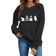 thumbnail image 6 of Wenini Women's Halloween Black Cats and Ghost Print Sweatshirt Long Sleeve Crew Neck Sweatshirt Casual Pullover Top, 6 of 7