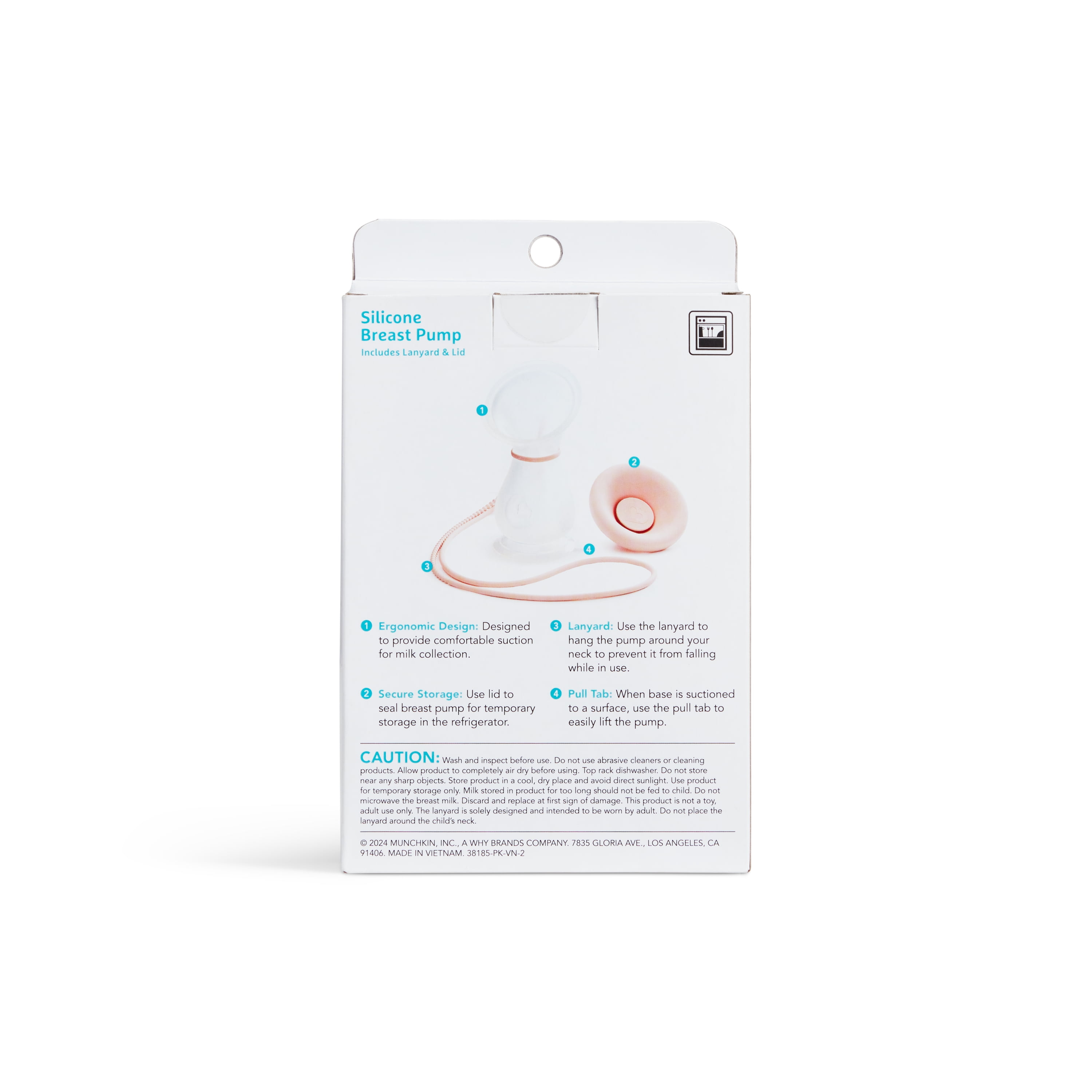 Munchkin® Silicone Manual Breast Portable Pump for at Home & On The Go, 4 oz Milk Capacity