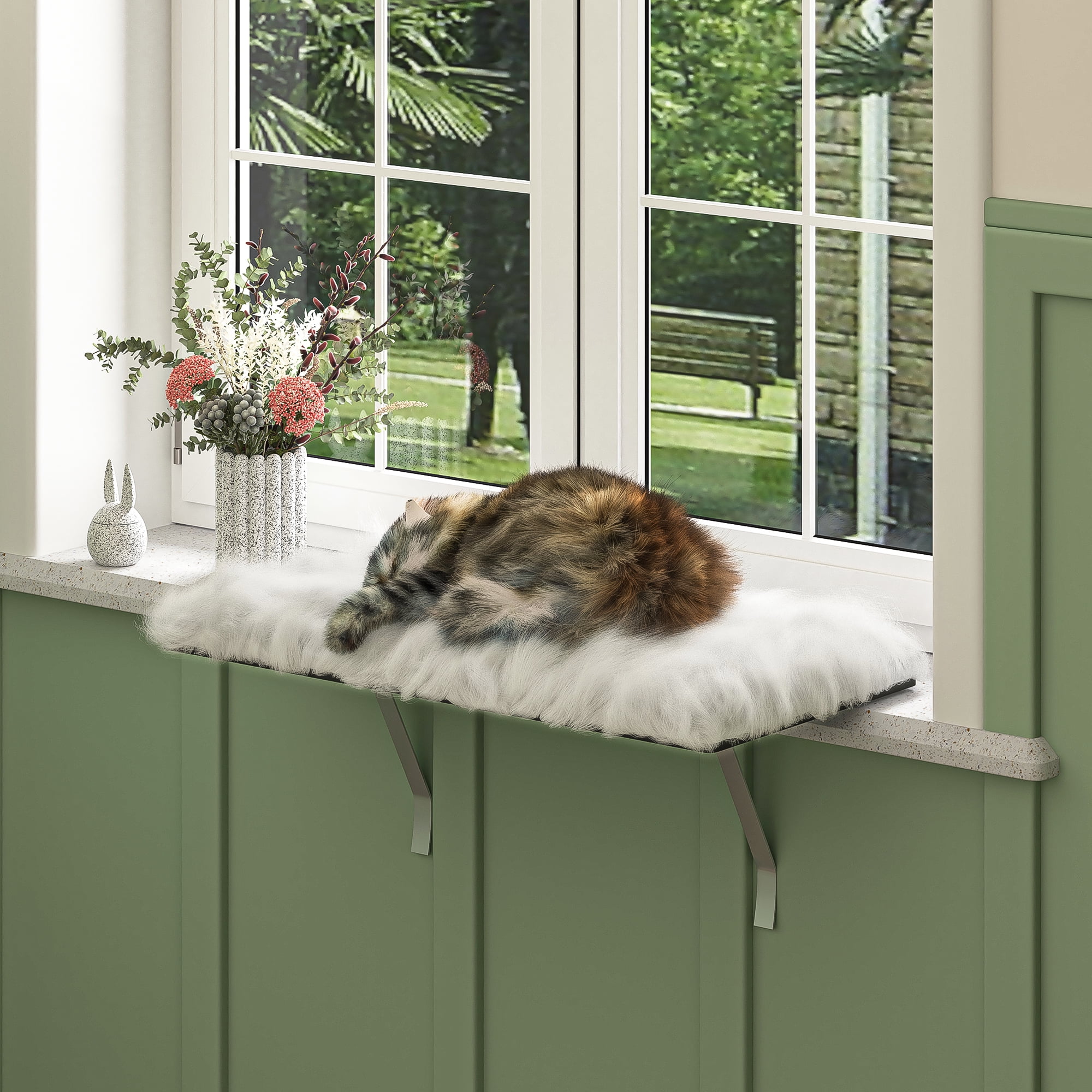 Kepooman Cat Window Perch, Cat Window Hammock Seat for Indoor Cats, Pet Cat  Bed Shelf for Window Sill (White) 