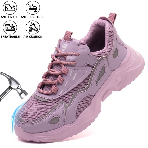 Sogetch Steel Toe Shoes for Women Lightweight Slip Resistant Safety Work Shoes