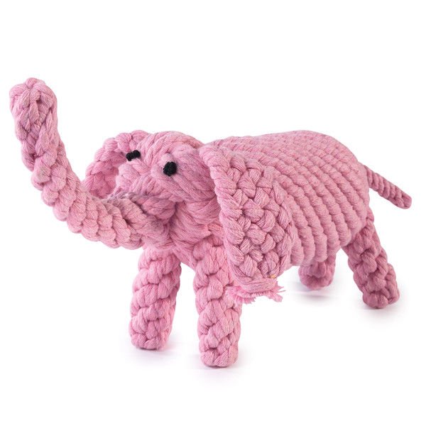 Dog Toys Pink Elephant Shaped Cute Jungle Menagerie Tight Wound Cotton
