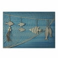 thumbnail image 1 of Marine Cutting Board, Nautical Themed Photo of Fishing Net and Hanged Wododen Handcraft Fish, Decorative Tempered Glass Cutting and Serving Board, in 3 Sizes, by Ambesonne, 1 of 2