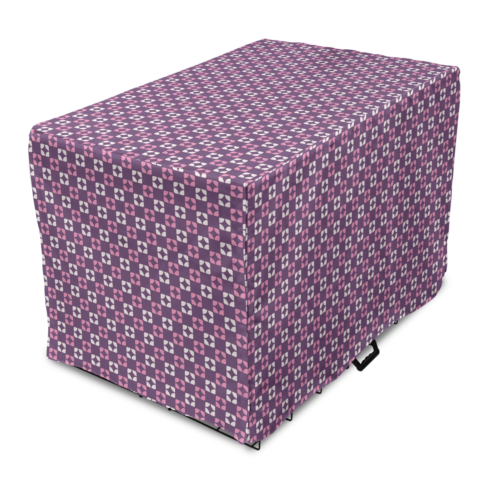 Dog Crate Textile Decor With Patterns Reference: Vintage Dog Crate Cover Abstract Retro Inspired Simplistic Pattern