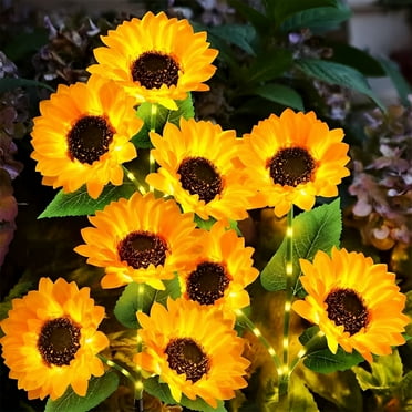 Solar Sunflower Lights， Outdoor Solar Lights Artificial Sunflower Garden Decor Solar Flowers Stake Lights(2 Pack)