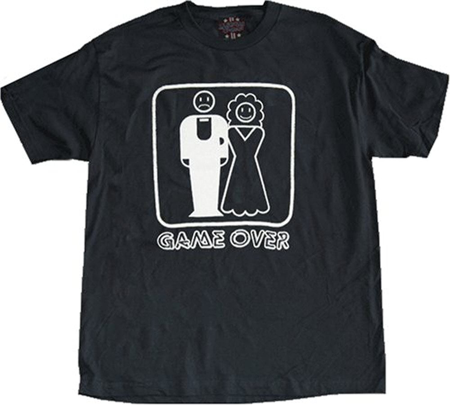 Game Over Marriage Funny Bride Groom Adult Navy T-Shirt 