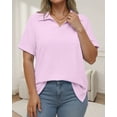 thumbnail image 4 of Oryer Womens Plus Size Tops V Neck Trendy Tunic Polo Casual Shirts Short Sleeve Womens Blouses Summer, 4 of 7