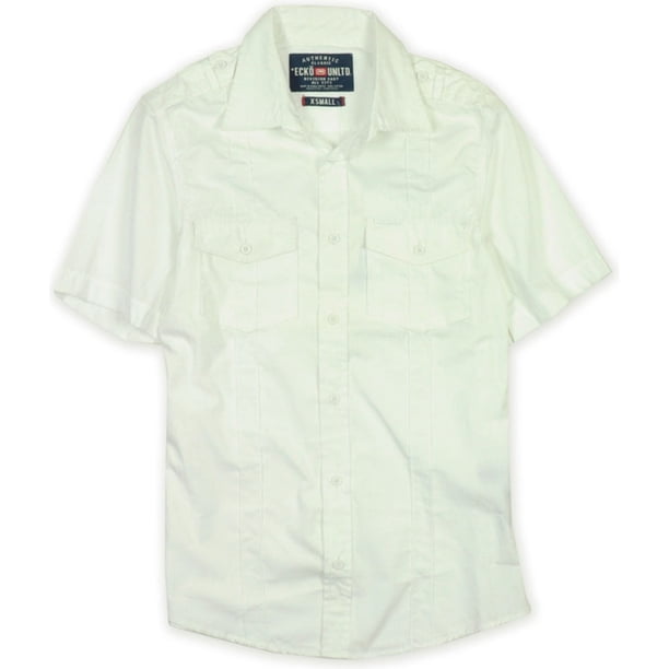 Ecko Unltd. Camisa Roberts SS Woven Button Up para hombre, blanco, XS