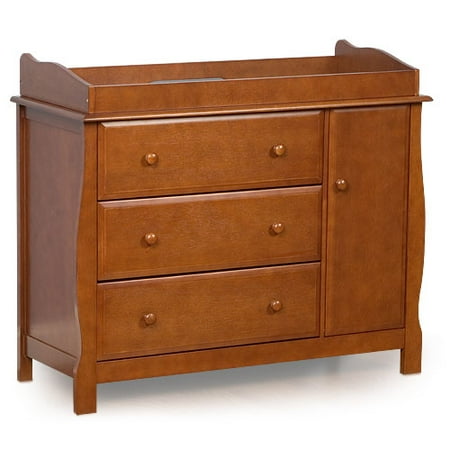 Bethany James Collection - Sleigh-Styled Changing Table with Drawers, in Walnut