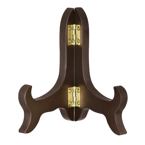 Uxcell 4" Easel Plate Holder, Wooden Folding Display Stand Brown for Decorative Picture Frame, 1 Pack