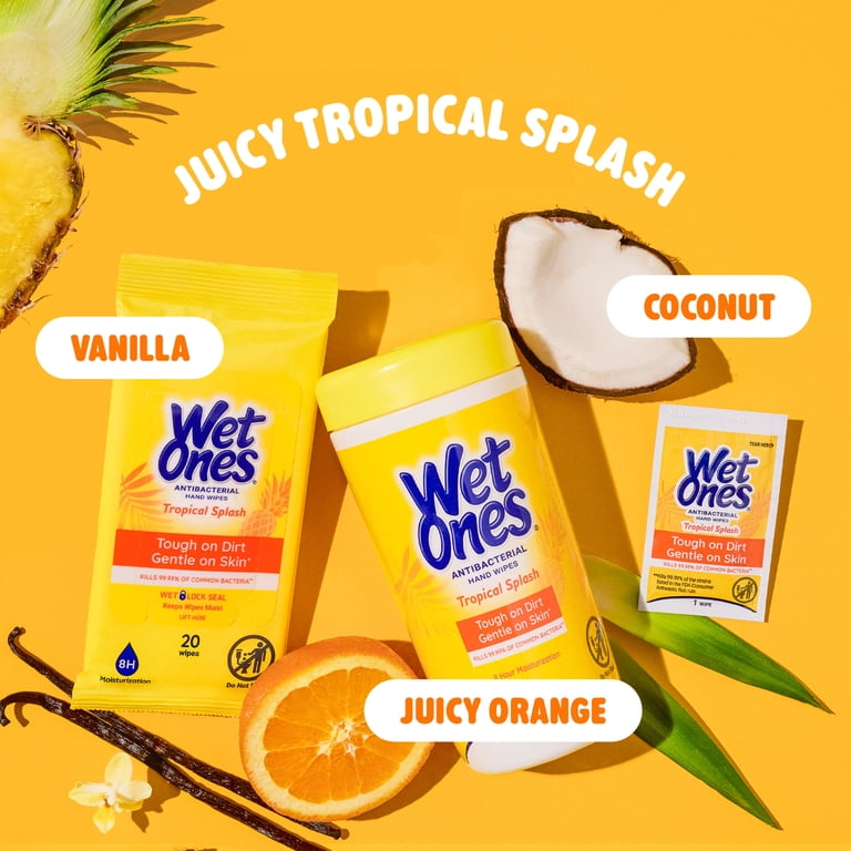 Wet Ones Antibacterial Hand Wipes, Tropical Splash, 200 Count photo 3