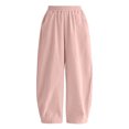 thumbnail image 5 of OGLCCG Girls Wide Leg Pants Elastic Waist Summer Beach Pants Kids Lightweight Cotton Boho Lounge Trousers with Pockets 1-15 Years, 5 of 7