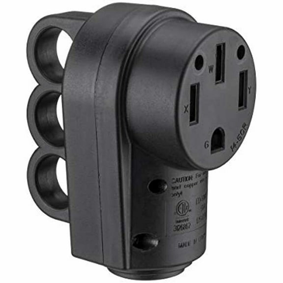 Heavy Duty RV 50 Amp Female Replacement Plug 50 Amp RV Plug Receptacle with Grip Handle for RV, Camper, Caravan, Motorhome, Van, Trailer (50A Female Plug)