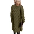 thumbnail image 5 of Womens Long Cardigans Cable Knit Chunky Cardigan Sweaters Ndbuld Women's Winter Long Sleeved Solid Color Knit Sweater Pocket Cardigan Jacket Green 2XL, 5 of 8