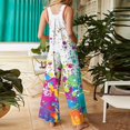 thumbnail image 4 of WTOBBY Women's Jumpsuit Casual Sleeveless in Cotton featuring Printed Pattern, Loose Fit for Breathability, Great for Daily Comfort and Style,WhiteM, 4 of 4
