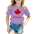thumbnail image 4 of MIXUE Toddler Girls Tops & T-Shirts Canada Print Short Sleeve Crewneck Casual Fit Basic Tops Pullover Tshirts Holiday Wear,Purple,3-4 Years, 4 of 4