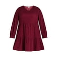thumbnail image 4 of Time and Tru Women's Tiered Corduroy Dress with Long Sleeves, Sizes XS-XXXL, 4 of 5