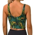 thumbnail image 4 of Goofa Jungle Leopard Yellow Printed Sports Bras for Women, High Impact Running Bra Workout Crop Tank Tops Longline Sports Bra Push up-Medium, 4 of 9