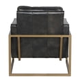 thumbnail image 4 of 30 Inch Classic Club Chair, Top Grain Black Leather Upholstery, Brass Frame, 4 of 5