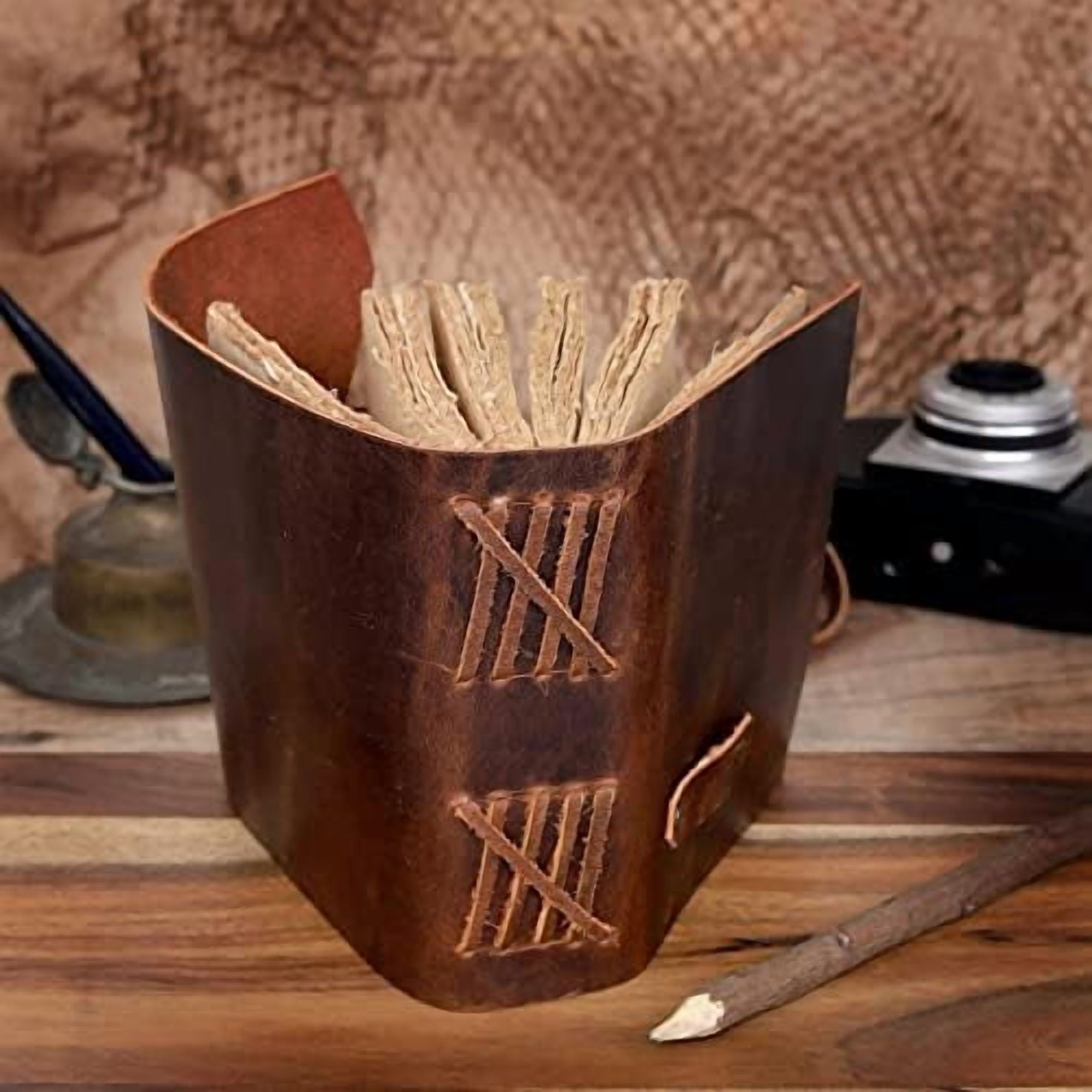 Leather Journal for Women Men, Deckle Edge Paper Leather Notebook of 180 GSM, Book of Shadows Journal Blank, Leather Bound Journal diary (Brown)