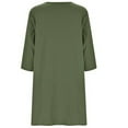thumbnail image 6 of IROINNID Reduced Long Sleeve Dress for Women Mid-Length Shift Dress Round-Neck Comfy Long Sleeve Loose Solid Dress,Olive Green, 6 of 6