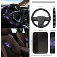 thumbnail image 3 of Yuyamidu 12 PCS Car Accessories Purple Butterfly Front Car Seat Covers Set Boho Steering Wheel Seat Belt Covers Armrest Pad Trash Bin Sunglass Pocket Rear View Mirror Cover Cup Coasters Key Chain, 3 of 7