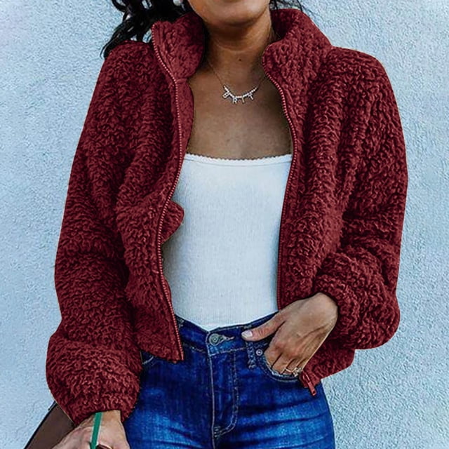 Puntoco Chaqueta tipo sudadera de manga larga con cremallera y solapa para mujer, informal, para exteriores Puntoco Puntoco-1
