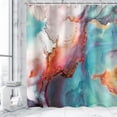thumbnail image 2 of Teal Marble Shower Curtain, Orange Abstract Bathroom Curtain, Red Blue Watercolor Shower Curtains Set with 12 Hooks, Ombre Marble Bathroom Decor, 72"x72", 2 of 6