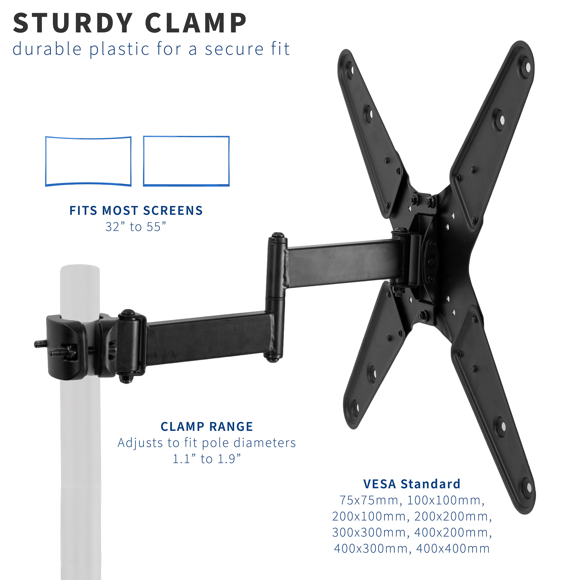 MOUNT-POLE01A Fits 17 to 32 inch Screens VIVO Steel Universal Full Motion Pole Mount Monitor Arm with Removable 75mm and 100mm VESA Plate