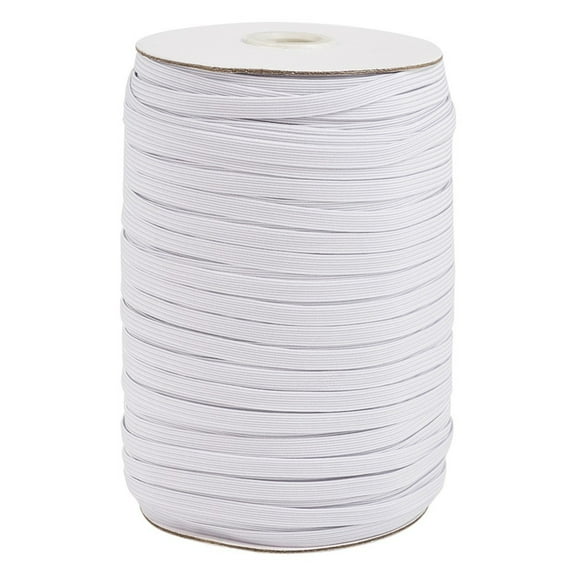 3/8 inch Flat Elastic Rope Cord Heavy Stretch Knit Elastic with Spool White 8~8.5mm about 90~100yards/roll(300 feet/roll)
