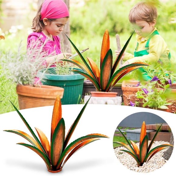 Fiudx Adorno de Planta de Hierro Forjado, Estatua de Tequila Hecha a Mano, Diseño de Metal Resistente a La Oxidación, Decoración para Exteriores E Interiores, para Jardín o Patio, Decoración Del Hoga