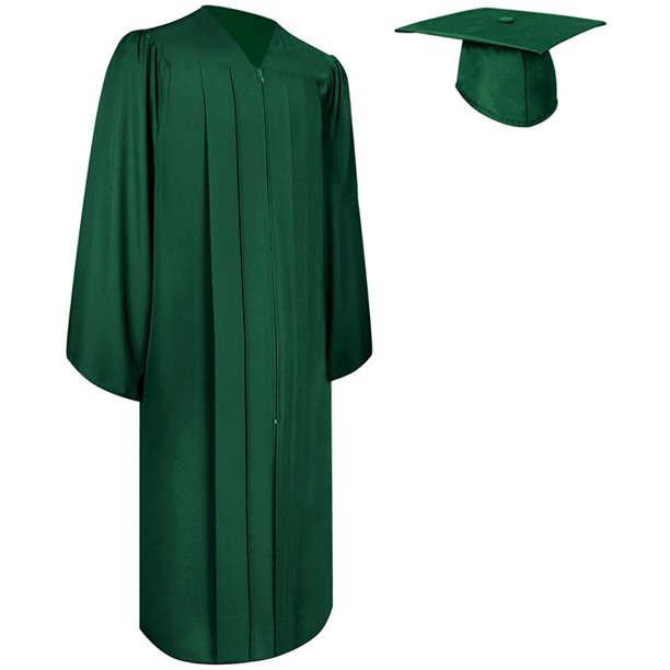 Endea Graduation Matte Cap and Gown (Hunter Green, 45XL (5'0'' 5'2'') Fullfit)