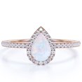 thumbnail image 1 of JeenMata Anillo de Bodas de 1,25 Uds con Ópalo Welo natural en Forma de Pera y Moissanita en Oro Rosa de 18 K sobre Plata, 1 of 6