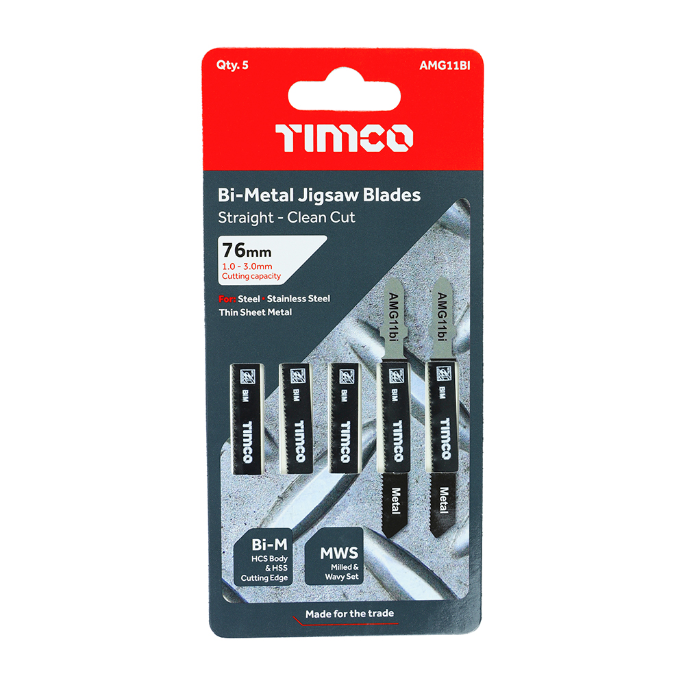 Timco - Jigsaw Blades - Metal Cutting - Bi-Metal Blades (Size T118AF - 5 Pieces)