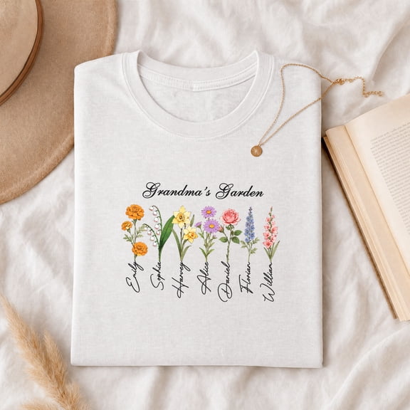 Jollimate Custom Name Shirt, Grandma's Garden T-Shirt, Mom's Garden Shirt, Mom Birthday Gift