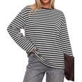 thumbnail image 2 of BTFBM Womens Long Sleeve Tops Fall Fashion | Lightweight, Crew Neck, Oversized Striped Shirt Women, Y2k Clothes, Vacation Travel Outfits, Going Out Top, Winter Layering, 2 of 9