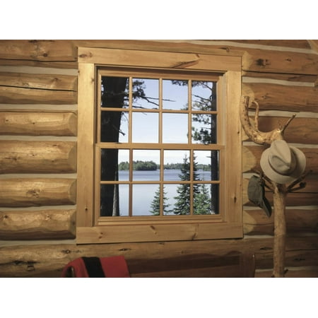 View from Window in Log Cabin Print Wall Art (Best Windows For Log Homes)