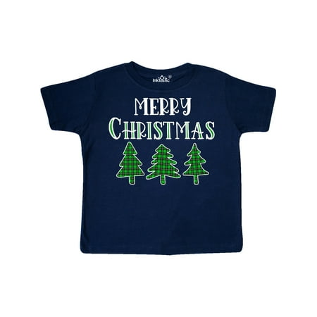 

Inktastic Merry Christmas Green Plaid Christmas Trees Gift Toddler Boy or Toddler Girl T-Shirt