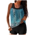 thumbnail image 2 of Trajes de baño tankini para mujer Trajes de baño de dos piezas con espalda de tiras y estampado conservador para mujer Traje de baño de dos piezas para mujer, 2 of 5