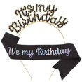 thumbnail image 1 of JIAHANG Diadema y faja con letras de cristal de cumpleaños para niñas y mujeres Es mi corona de cumpleaños Conjunto de diadema y faja Accesorios para el cabello de dulce cumpleaños, 1 of 5