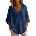 Ashirexll Womens Casual Tops Spring Summer Casual V-Neck Buttoned Long ...