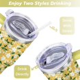 thumbnail image 5 of 40oz Yellow Lemon Pattern Stainless Steel Flip Straw Tumbler Spill Proof Travel Cup Double Wall Vacuum Insulated Coffee Mug with Top Handle, 5 of 6