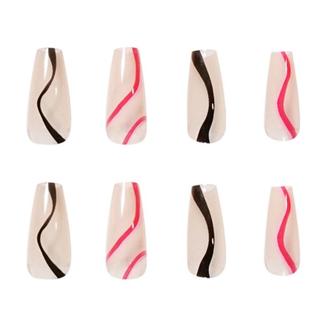 24 uñas postizas con manicura a juego de colores de llamas